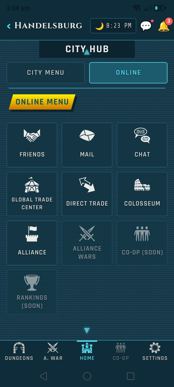 Veins of Aldûn mobile UI screen.